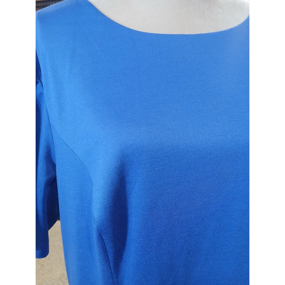 MBN 3x Blue Fit and Flare Dress Short Sleeve Pleated Skirt Plus Modest - Picture 2 of 12